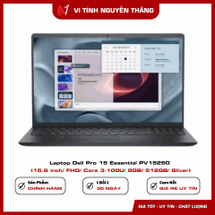 Laptop Dell Pro 15 Essential PV15250 (15.6 inch/ FHD/ Core 3-100U/ 8GB/ 512GB/ Sliver) BH 12T