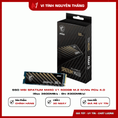 SSD MSI SPATIUM M450 V1 500GB M.2 NVMe PCIe 4.0 (Đọc 3600MB/s - Ghi 2300MB/s)