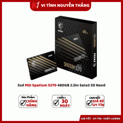   Ssd MSI Spatium S270 480GB 2.5In Sata3 3D Nand