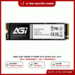SSD AGI AI298 512GB M.2 NVMe Gen 3x4 (Đọc 3200MB/s - Ghi 1800MB/s)