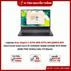 Laptop Acer Aspire 7 A715-59G-57TU NH.QX6SV.001 (15.6 inch/ Intel Core i5-12450H/ 16GB/ 512GB/ RTX 3050 6GB/ FHD 144Hz/ Win 11/ Black)