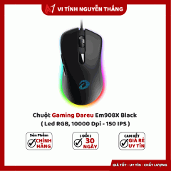 Chuột Gaming Dareu Em908X Black ( Led RGB, 10000 Dpi - 150 IPS )