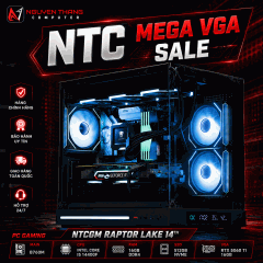 NTC MEGA VGA SALE - PC GAMING NTCGM RAPTOR LAKE 14TH ( B760M - I5 14400F - 16G - 512GB NVME - RTX 5060 TI 16G )
