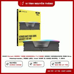 RAM Corsair DDR5 16GB 6000MHz  (1x16GB) DIMM VENGEANCE RGB Grey Heatspreader, RGB LED, Intel XMP & AMD EXPO, 1.35V