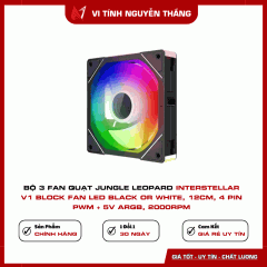 Bộ 3 Fan Quạt Jungle Leopard Interstellar V1 Block Fan Led Black or White, 12cm, 4 pin PWM + 5V ARGB, 2000rpm