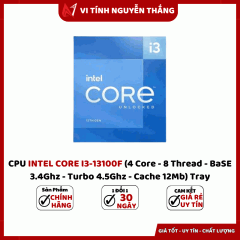 CPU INTEL CORE I3-13100F (4 Core - 8 Thread - BaSE 3.4Ghz - Turbo 4.5Ghz - Cache 12Mb) Tray