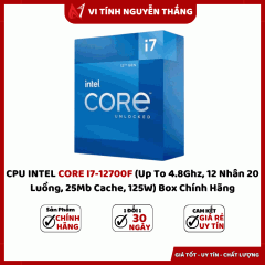CPU INTEL CORE I7-12700F (Up To 4.8Ghz, 12 Nhân 20 Luồng, 25Mb Cache, 125W) Box Chính Hãng