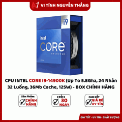 CPU INTEL CORE I9-14900K (Up To 5.8Ghz, 24 Nhân 32 Luồng, 36Mb Cache, 125W) - BOX CHÍNH HÃNG