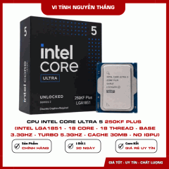 CPU Intel Core Ultra 5 250KF Plus (Intel LGA1851 - 18 Core - 18 Thread - Base 3.3Ghz - Turbo 5.3Ghz - Cache 30MB - No IGPU)