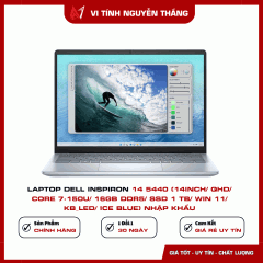 Laptop Dell Inspiron 14 5440 (14inch/ QHD/ Core 7-150U/ 16GB DDR5/ SSD 1 TB/ Win 11/ KB_Led/ Ice Blue) Nhập Khẩu