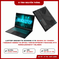 LAPTOP GIGABYTE GAMING A16 (GA6H) i5-13420H /16GD5/512SSD/16.0FHD+/165Hz/WF6E/BT/76Wh/6G_RTX 4050/LEDKB/W11SL/ĐEN