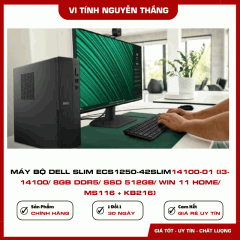 Máy Bộ Dell Slim ECS1250-71092471-16GB (i5-14400/ 16GB (8GBx2) DDR5 / SSD 512GB PCIe/ Win11 home/ Phím + Chuột)