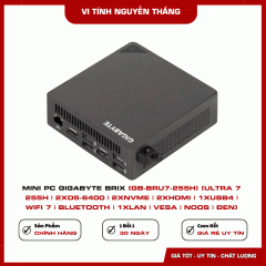 Mini PC GIGABYTE BRIX (GB-BRU7-255H) (Ultra 7 255H | 2xD5-6400 | 2xNVMe | 2xHDMI | 1xUSB4 | WIFI 7 | Bluetooth | 1xLAN | VESA | NoOS | Đen)