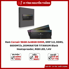  Ram Corsair 96GB 2x48GB DIMM, XMP 3.0, DDR5, 6600MT/s ,DOMINATOR TITANIUM Black Heatspreader, RGB LED, 1.4V